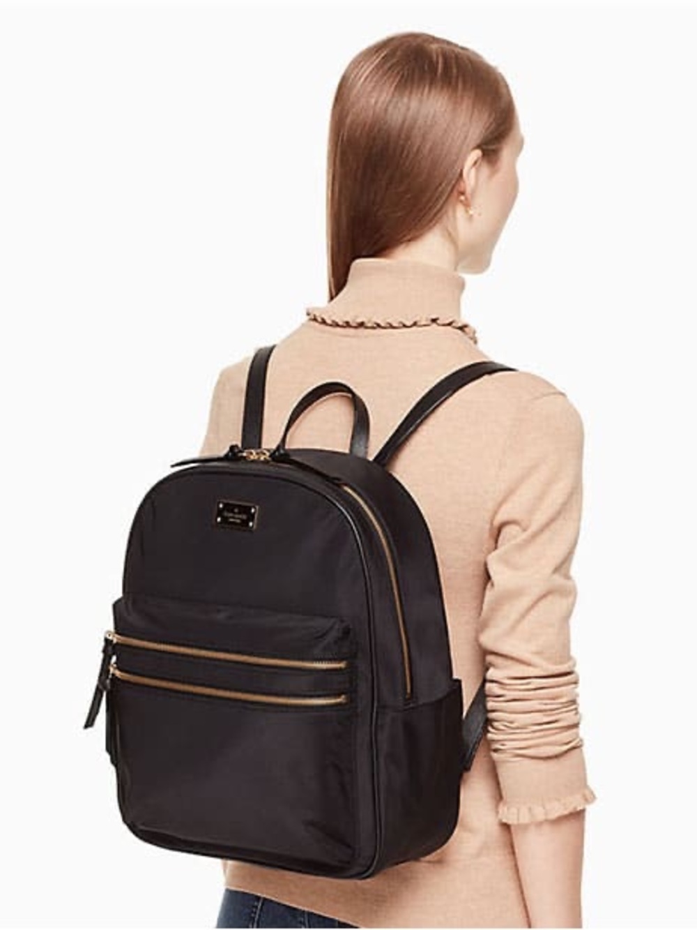 kate spade Black Backpack with Gold Zippers